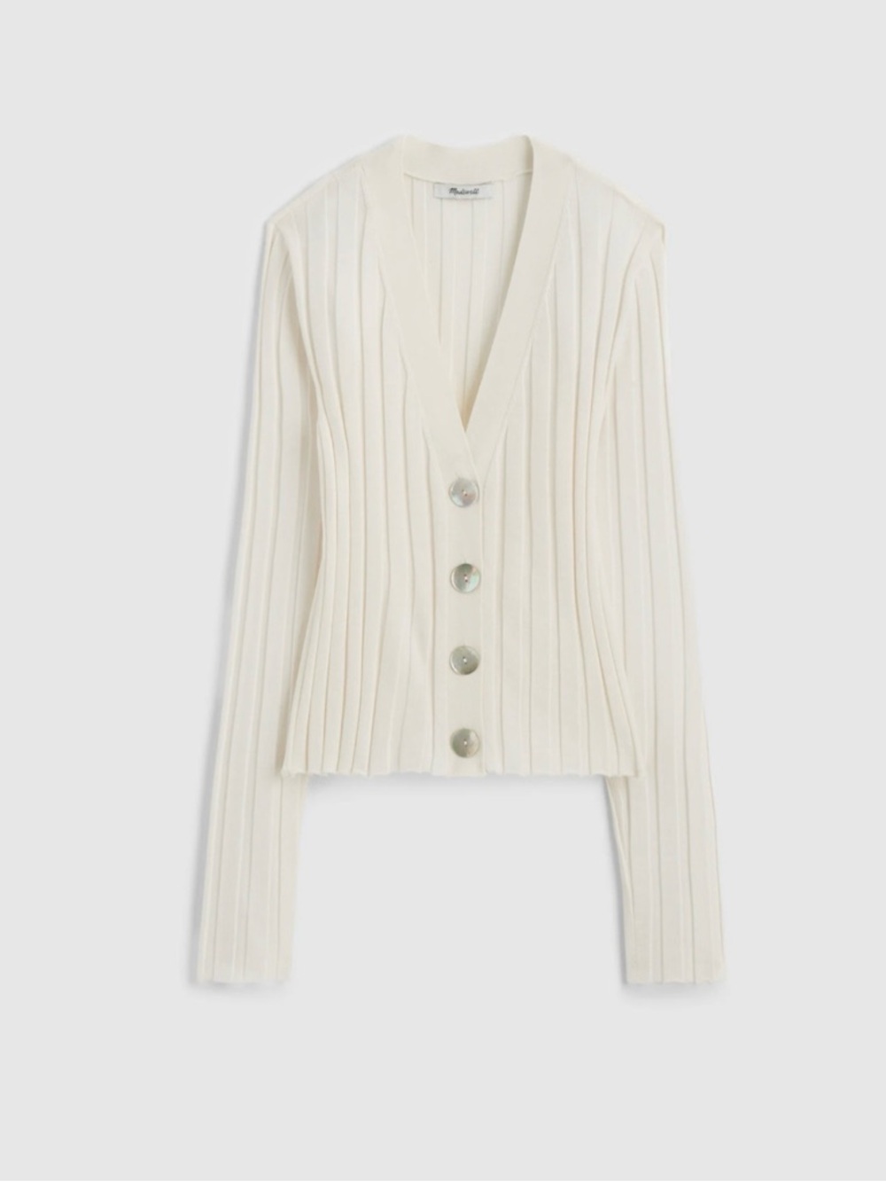 NWT MADEWELL Ribbed V-Neck Cardigan Sweater Merino Wool Silk XXL NW806 - Picture 4 of 14